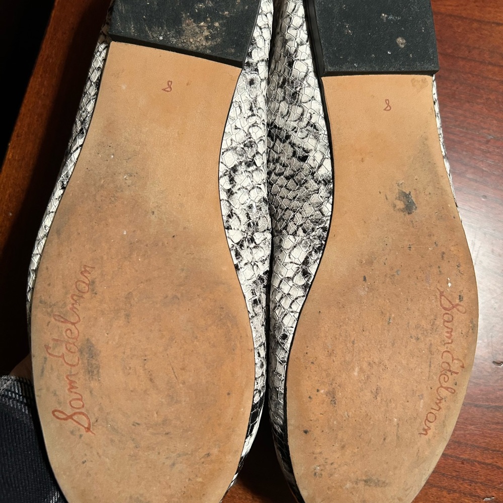 Sam Edelman Snake Print Flats with Black Bow - Picture 5 of 6